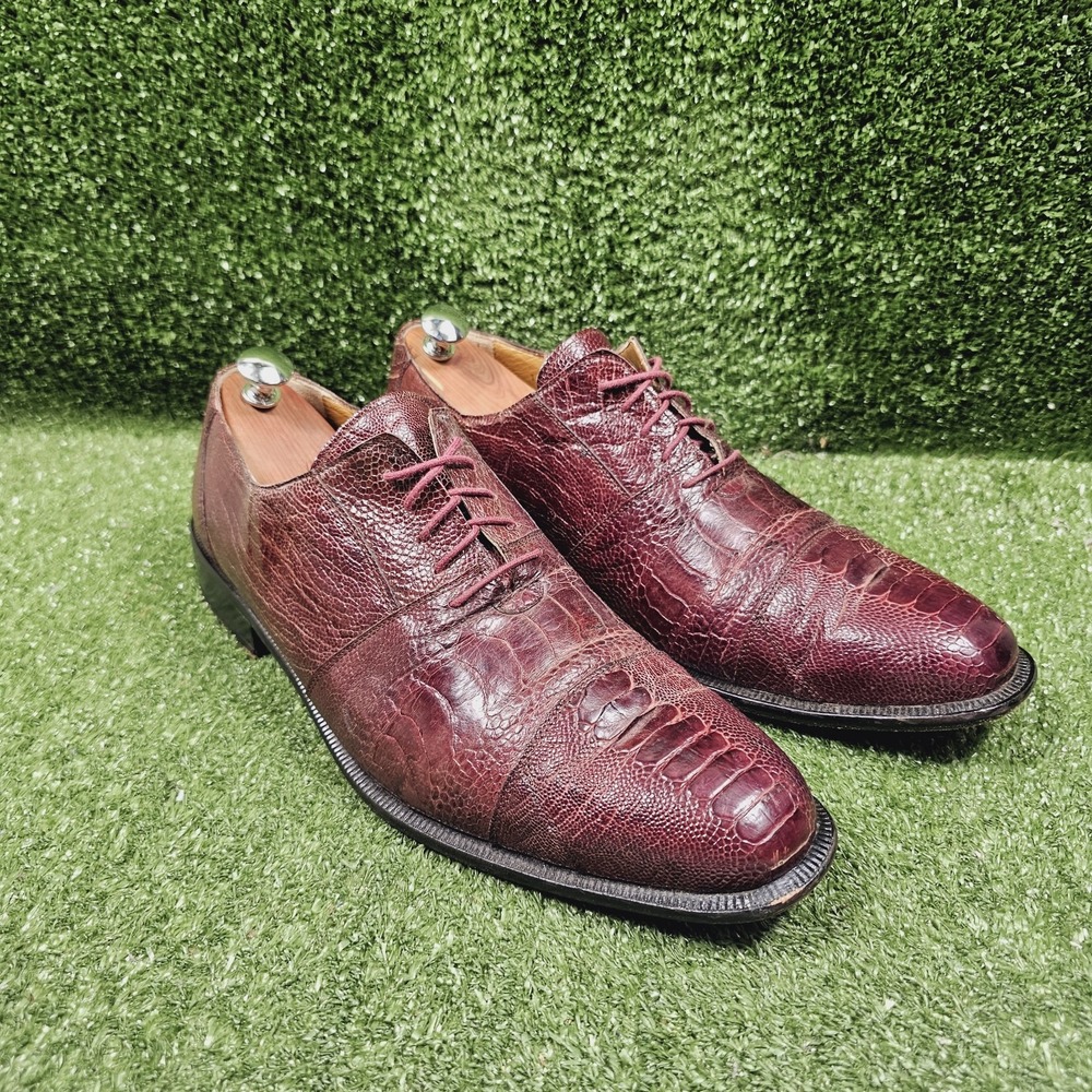 David Eden Genine Burgundy Leather Almond Toe Oxford Dress Shoes Mens Size 13
